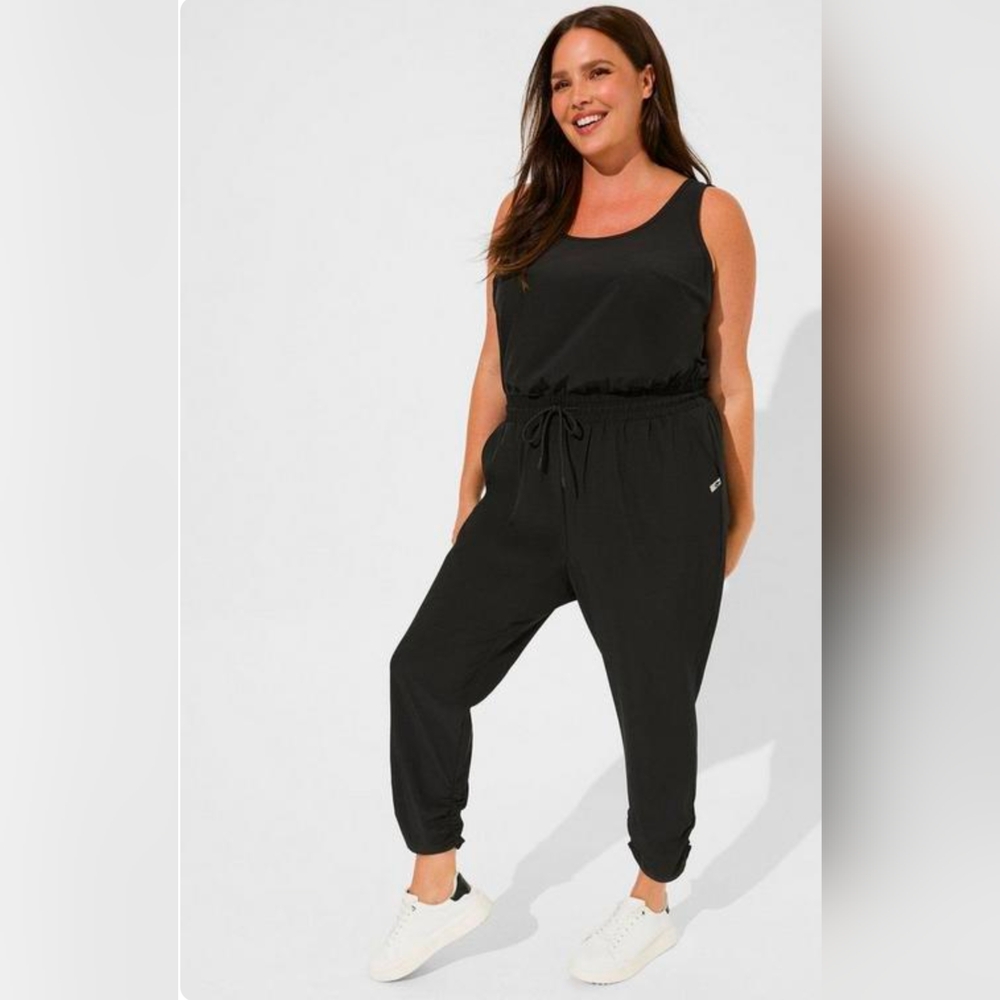TORRID Stretch Woven Active Full Length Jumpsuit with Surplice Back